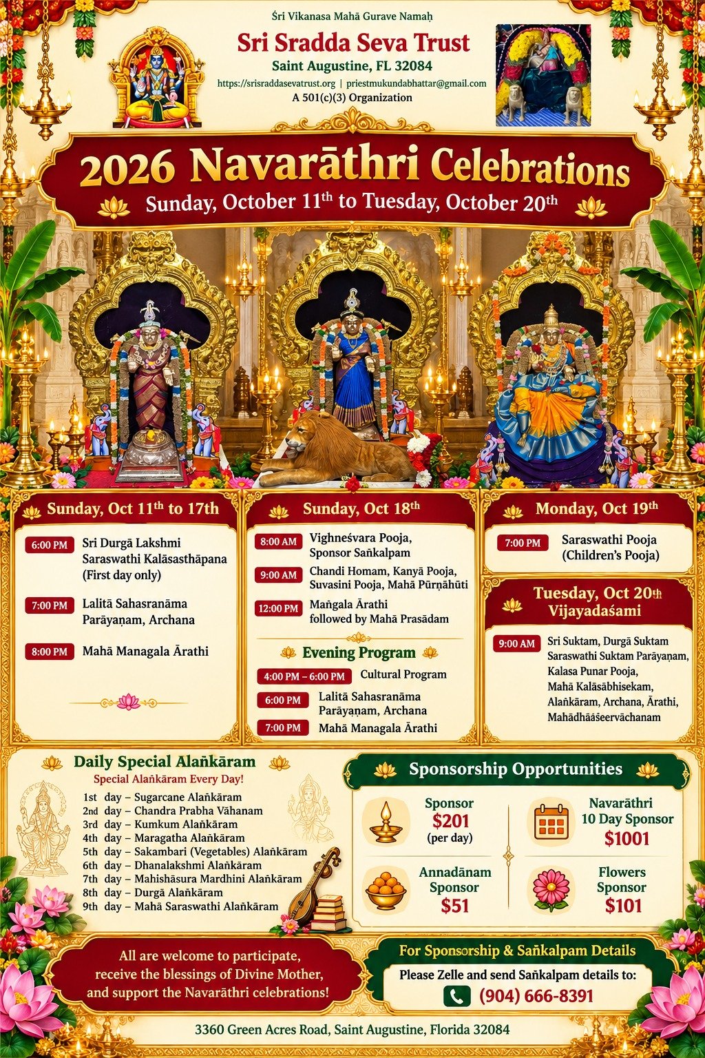 2026 Navarāthri Celebrations – Sri Sradda Seva Trust