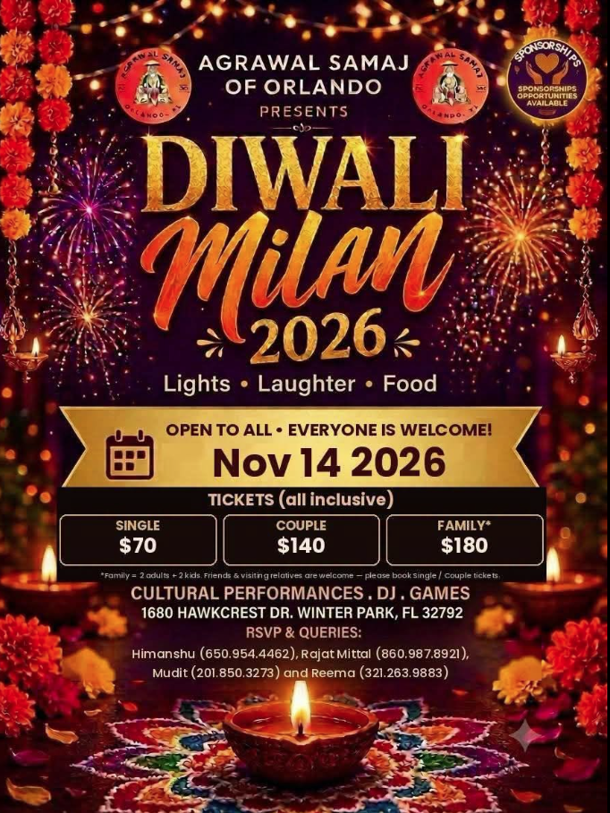 Diwali Milan 2026 — Agrawal Samaj of Orlando