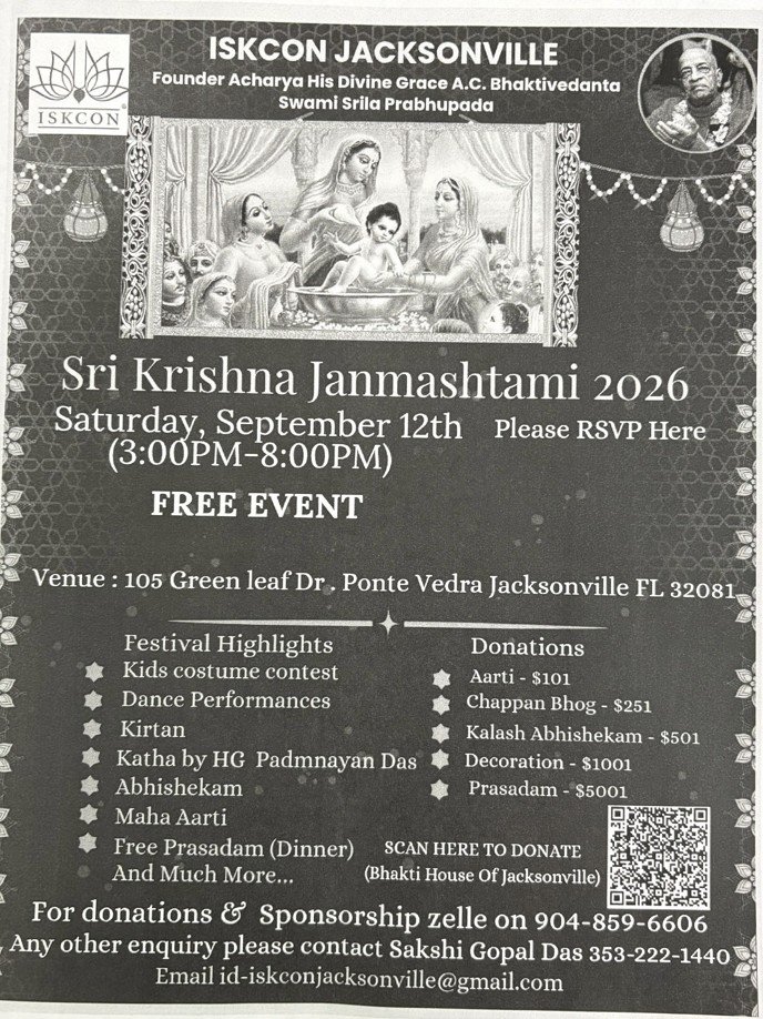 Sri Krishna Janmashtami 2026 – ISKCON Jacksonville